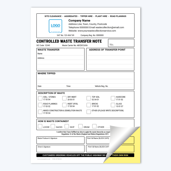 WTN03 Waste Transfer Note Template Duplicate NCR