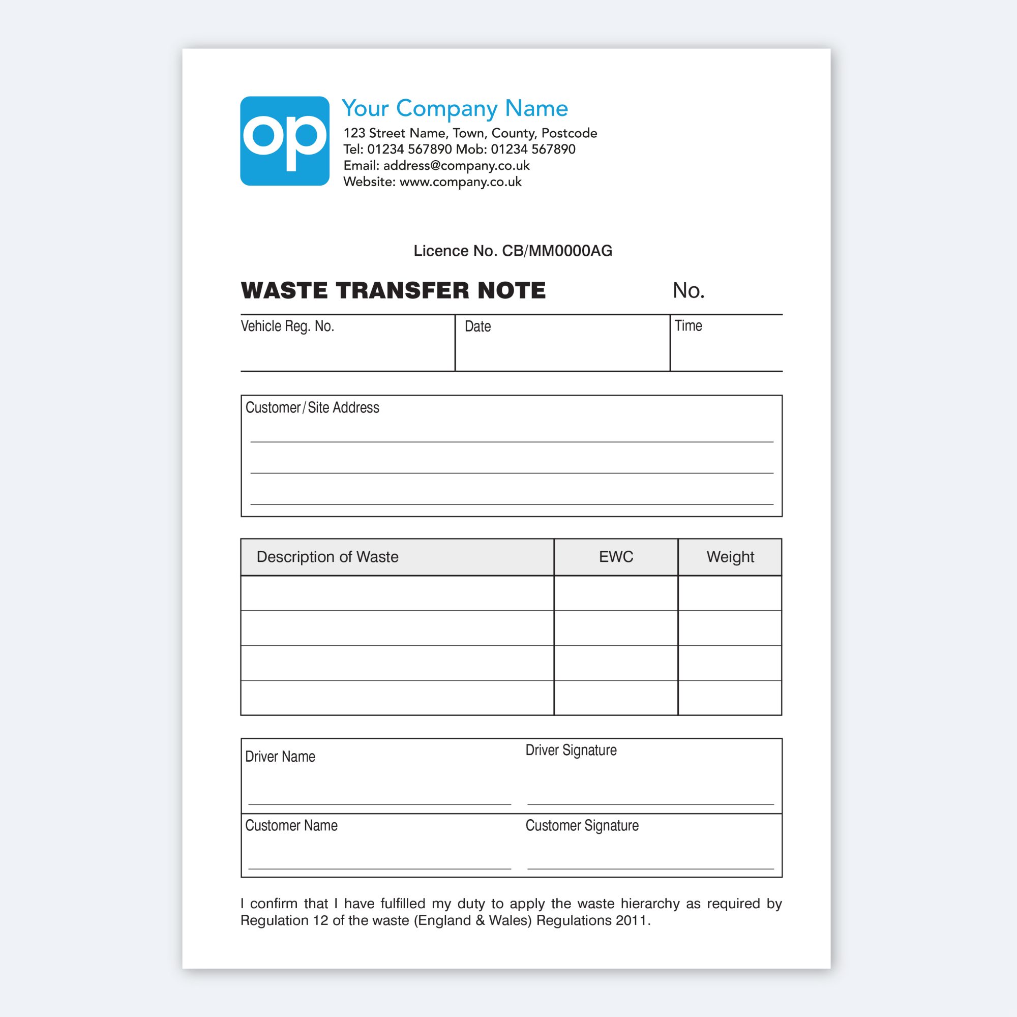 Waste Transfer Note