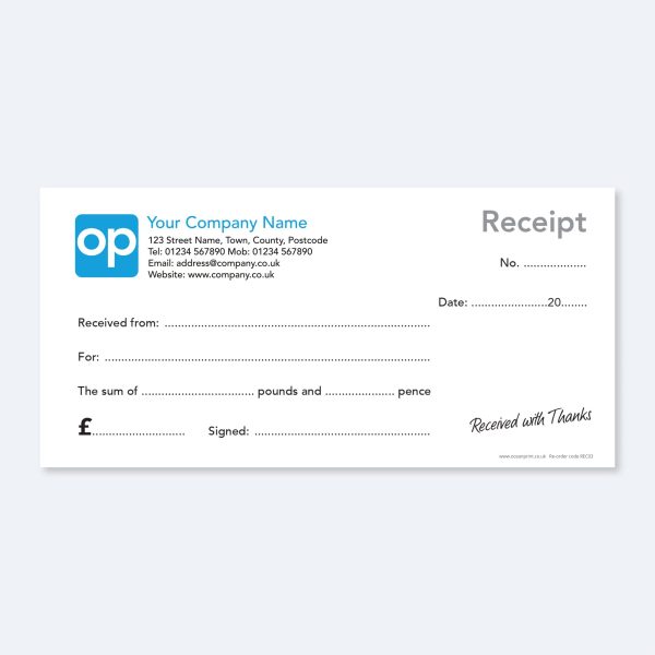REC03 DL RECEIPT TEMPLATE EXAMPLE NCR CARBONLESS