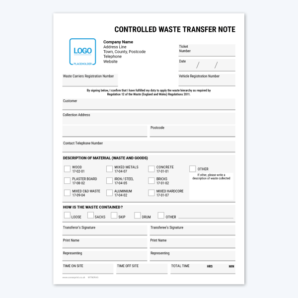 Waste Transfer Note Template