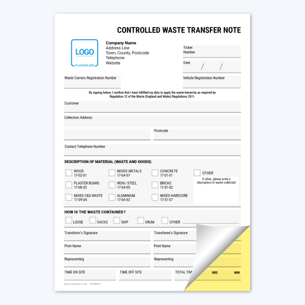 Waste Transfer Note Template Duplicate NCR