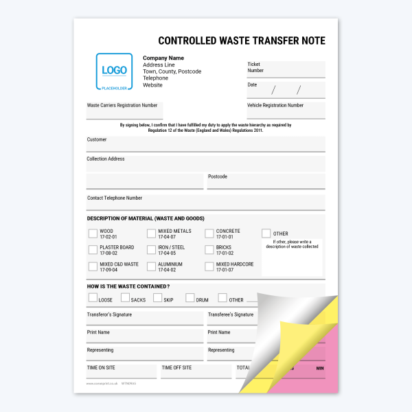 Waste Transfer Note Template Triplicate NCR