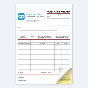 PO87 Purchase Order Duplicate NCR Carbonless