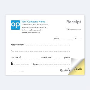 REC01 A6 Personalised Receipt Books Duplicate NCR Carbonless