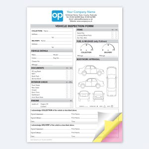 VEH03 Vehicle Collection and Delivery Inspection Checklist Triplicate