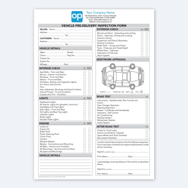 VEH04Vehicle Pre-Delivery Inspection Checklist Original
