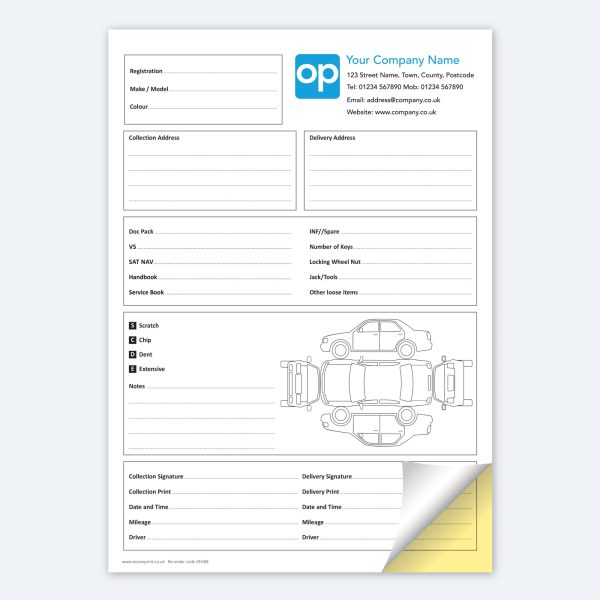 VEH08 NCR DUPLICATE COLLECTION AND DELIVERY VEHICLE INSPECTION FORM