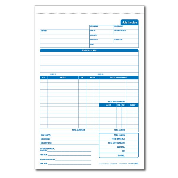 Job Invoice A4 2-Part Duplicate NCR Carbonless