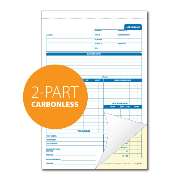 Job Invoice 2-Part Duplicate NCR Carbonless